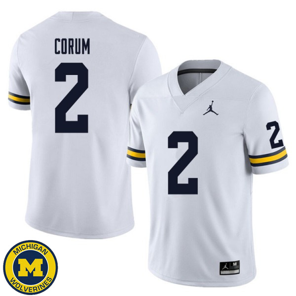 Men's University of Michigan #2 Blake Corum White Fashion Jersey